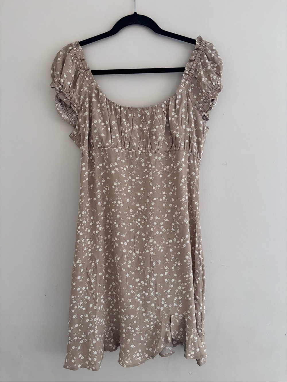 Beige Floral Mini Dress